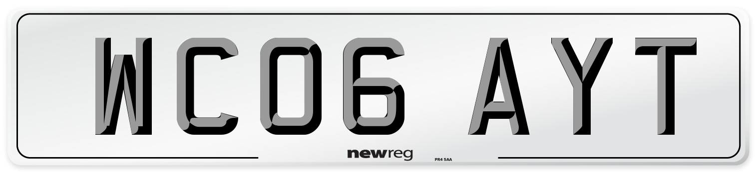 WC06 AYT Number Plate from New Reg